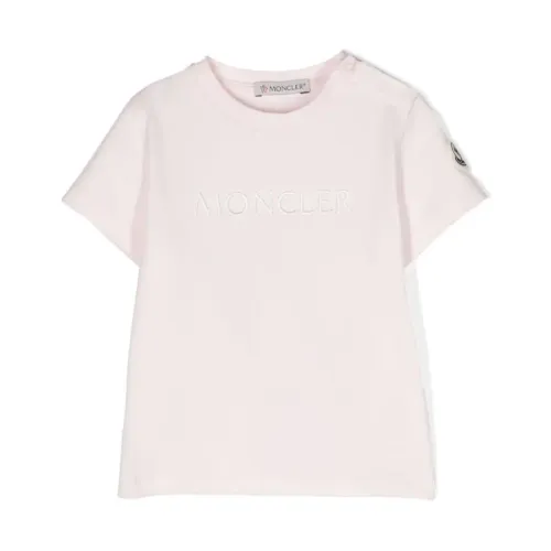 Moncler , 504 T-Shirt - Stylish and Trendy ,Pink female, Sizes: