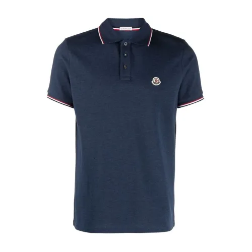 Moncler , Archive Logo Polo Shirt ,Blue male, Sizes: