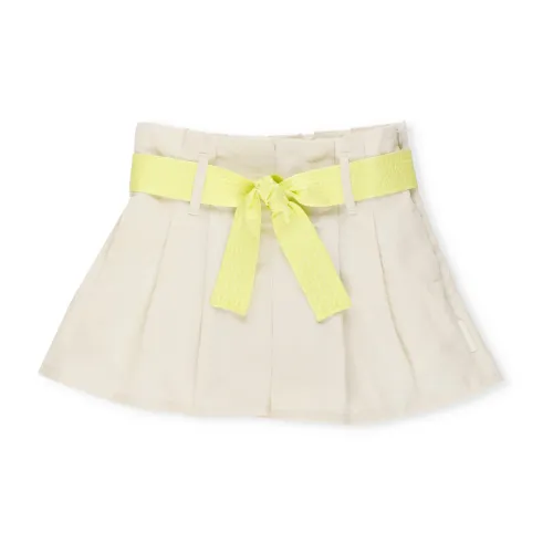 Moncler , Beige Cotton Shorts with High Waist and Pleat Detail ,Beige female, Sizes: