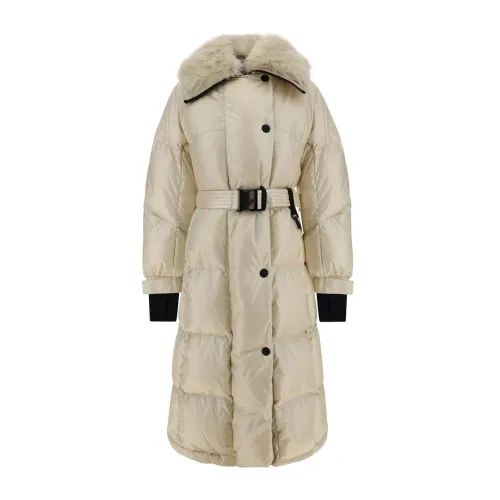 Moncler , Beige Padded Jacket with Removable Fur ,Beige female, Sizes: