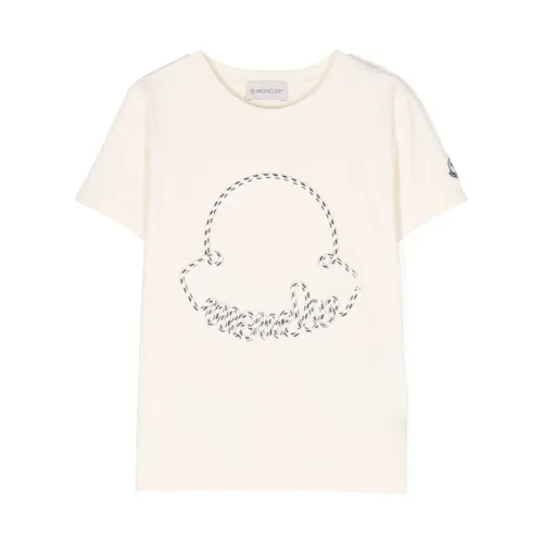 Moncler , Beige T-Shirts & Polos for Girls ,Beige female, Sizes: