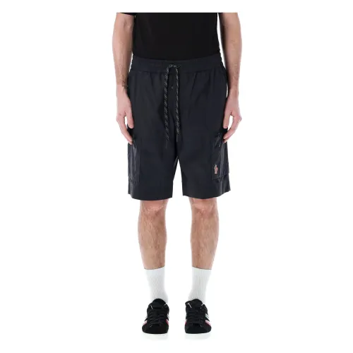 Moncler , Black Bermuda Shorts with Elastic Waistband ,Black male, Sizes: