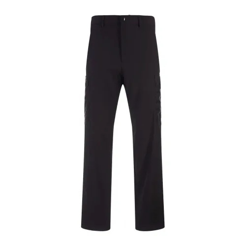 Moncler , Black Cargo Trousers with Felt Logo ,Black male, Sizes: