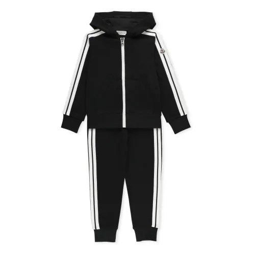 Moncler , Black Cotton Two-Piece Suit for Boys ,Black male, Sizes: 10 Y, 8 Y, 12 Y