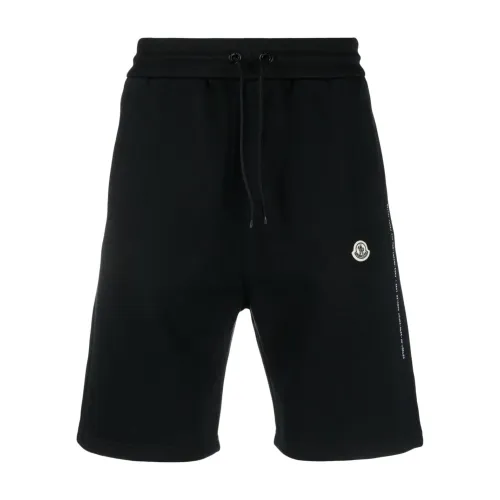Moncler , Black Fragment Logo-Print Track Shorts ,Black male, Sizes: