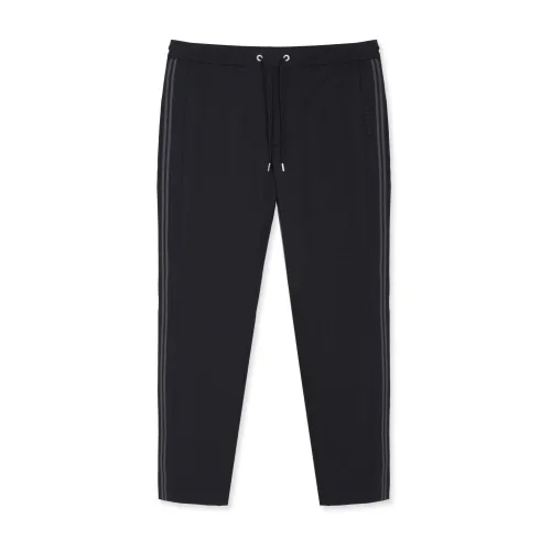 Moncler , Black Gabardine Joggers with Striped Bands ,Black male, Sizes: