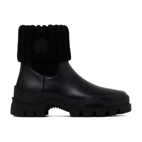 Moncler , Black Larue Leather Boots ,Black female, Sizes: