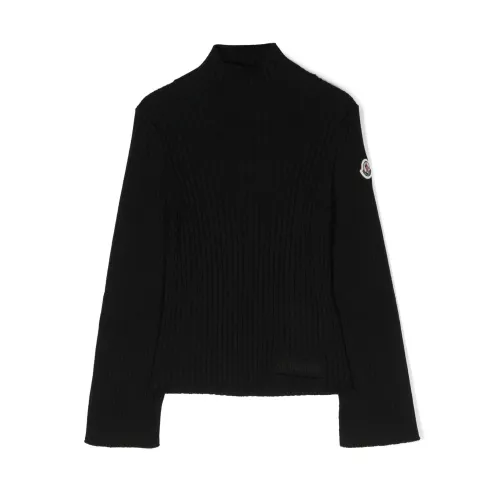 Moncler , Black Maya Wool Sweater with Logo ,Black female, Sizes: