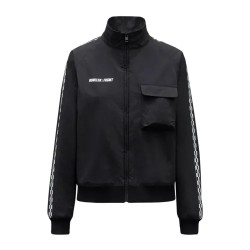 Moncler , Black Polyester Jacket with Logo Detail ,Black male, Sizes: