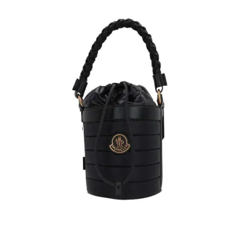 Moncler , Black Quilted Nylon Bucket Bag with Leather Trim ,Black female, Sizes: ONE SIZE