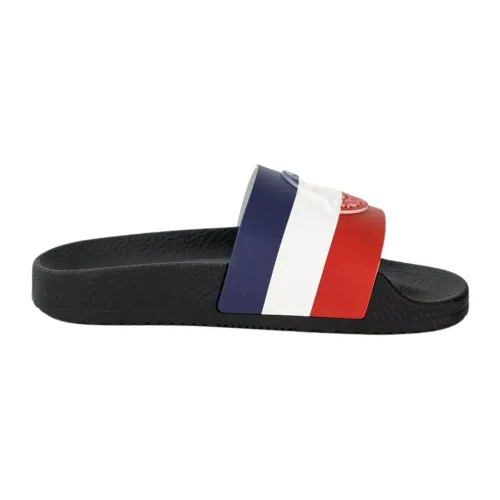 Moncler , Black Sandals with Brand's Signature Logo ,Black male, Sizes: