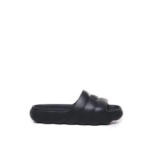 Moncler , Black Slide Sandals with Duvet Decoration ,Black male, Sizes: