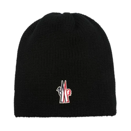 Moncler , Black Winter Hat for Men ,Black female, Sizes: ONE