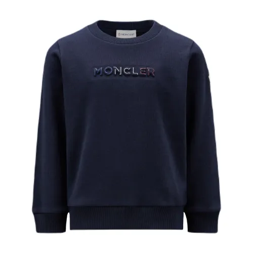 Moncler , Blue Children's Sweatshirt with Logo Print ,Blue male, Sizes: