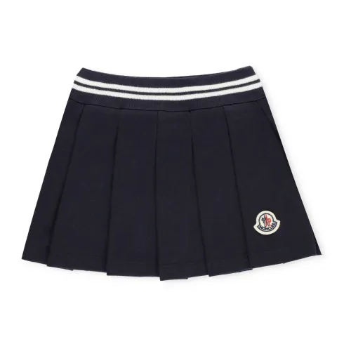 Moncler , Blue Cotton Skirt for Girls with Logo Patch ,Blue female, Sizes: