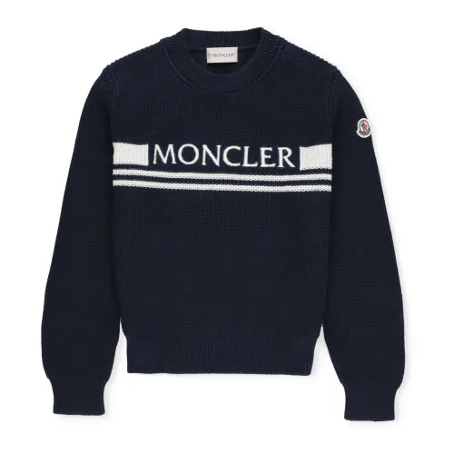 Moncler , Blue Cotton Sweater for Boys ,Blue male, Sizes: