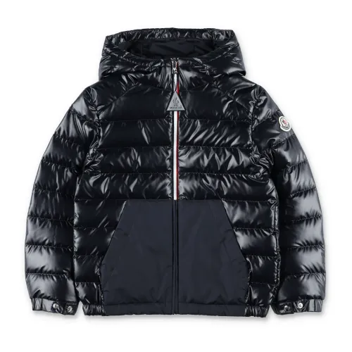 Moncler , Blue Hooded Down Jacket ,Blue male, Sizes: