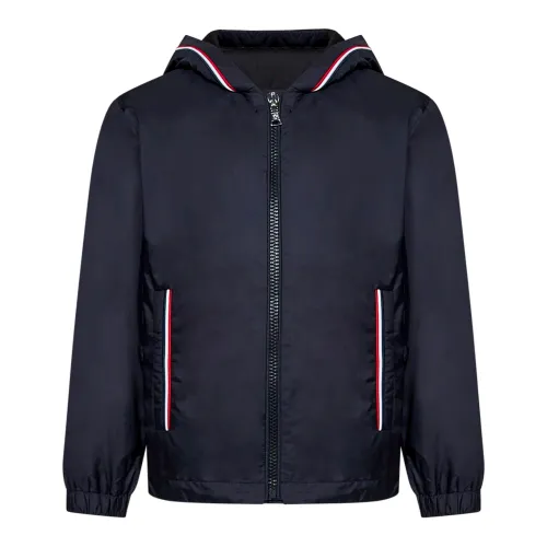 Moncler , Blue Kids Coats with Hood and Striped Pattern ,Blue male, Sizes: