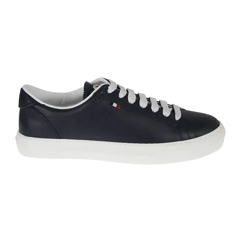 Moncler , Blue Leather Sneakers for Men ,Blue male, Sizes: