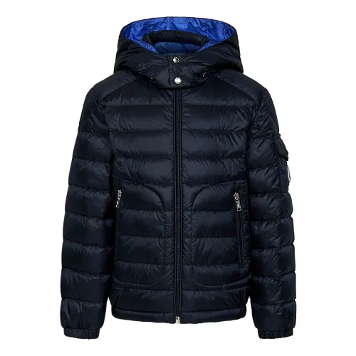Moncler , Blue Nylon Jacket for Boys with Removable Hood ,Blue male, Sizes: