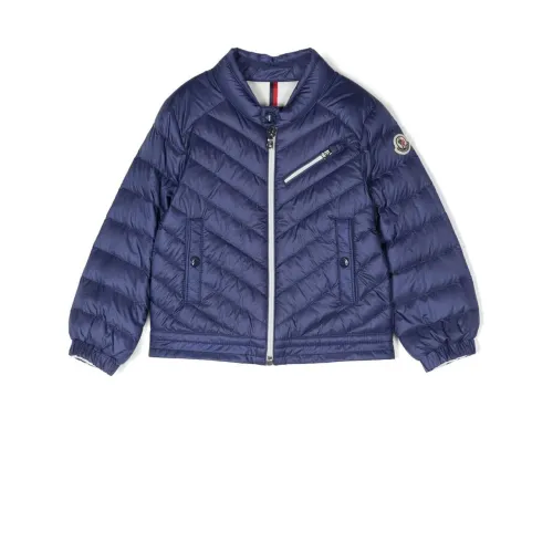 Moncler , Blue Nylon Kids Coat with Logo Patch ,Blue male, Sizes: