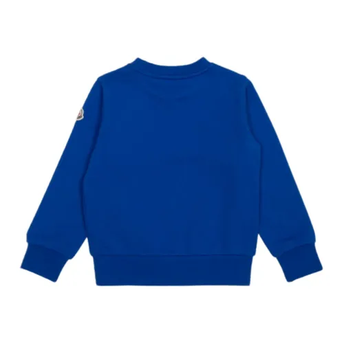 Moncler , Blue Sweater with Logo Embroidery ,Blue male, Sizes: