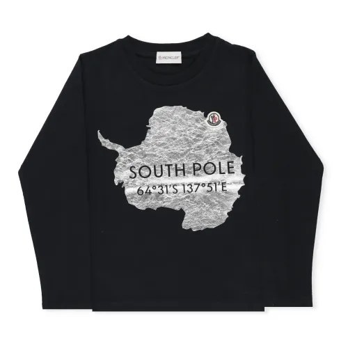 Moncler , Boys` Black Cotton T-shirt with Logo Patch ,Black male, Sizes: