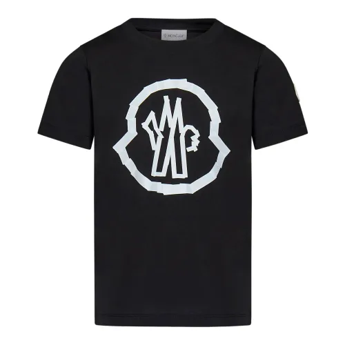 Moncler , Boy's Clothing T-Shirts & Polos Black Ss24 ,Black male, Sizes: