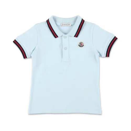 Moncler , Boy's Clothing T-Shirts & Polos Clear Blue Ss24 ,Blue male, Sizes: