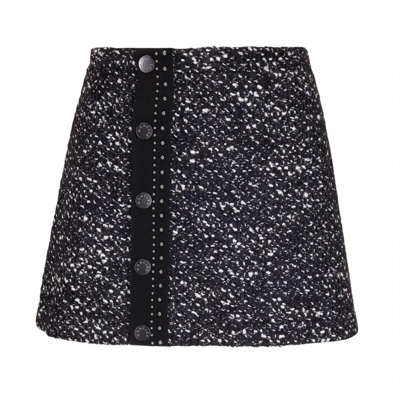 Moncler , Button Skirt with Tweed Detailing ,Black female, Sizes: