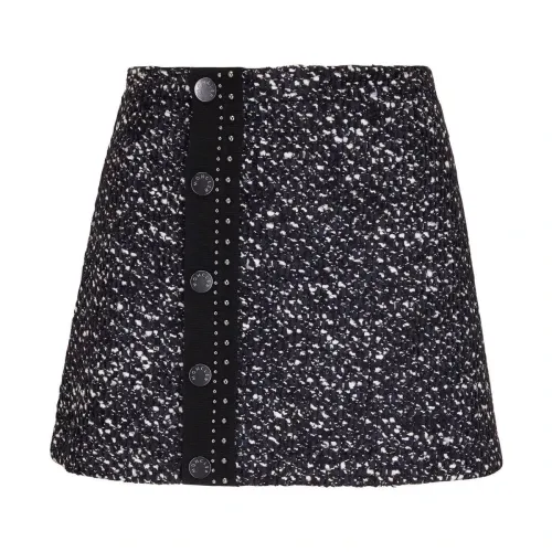 Moncler , Button Skirt with Tweed Detailing ,Black female, Sizes: