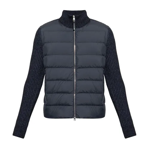 Moncler , Cardigan with down front ,Blue male, Sizes: