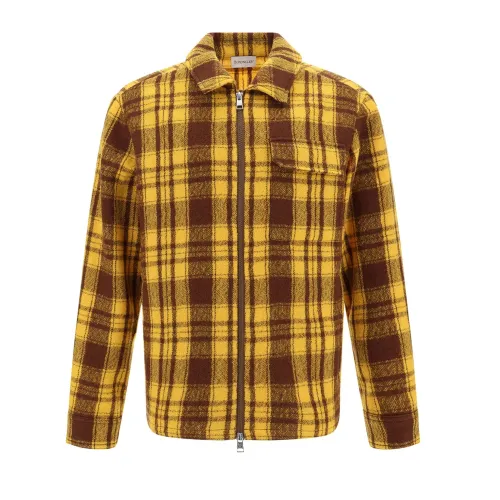 Moncler , Checked Wool Jacket ,Yellow male, Sizes: