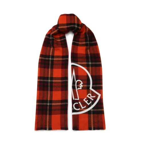 Moncler , Checked Wool Scarf ,Red male, Sizes: ONE