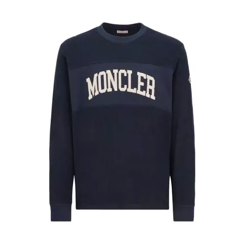 Moncler , Classic Cotton Sweatshirt for Men ,Blue male, Sizes: