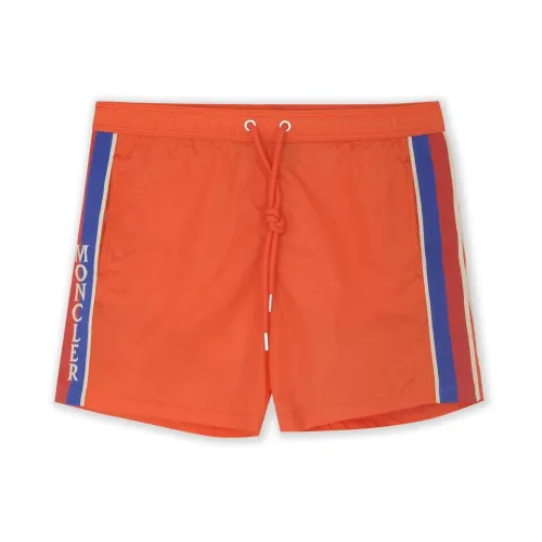 Moncler , Classic Logo Swimshorts with Side Stripe Detailing ,Orange male, Sizes:
