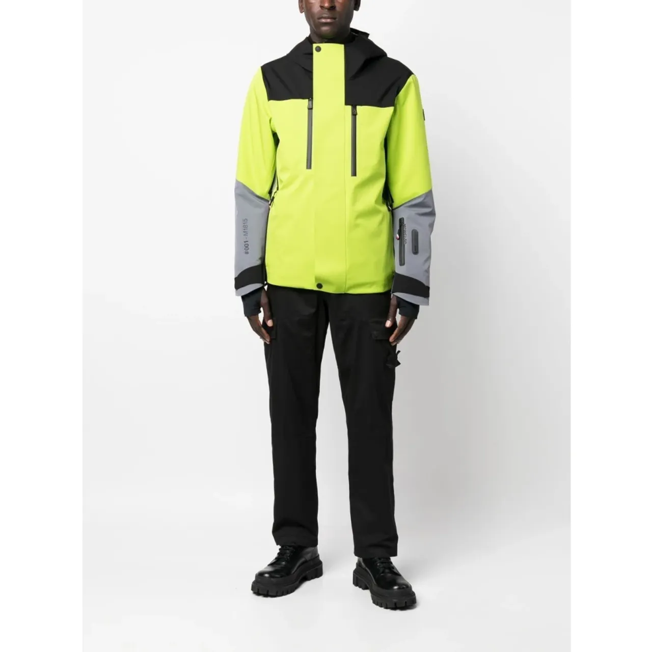 Moncler , Color Block Puffer Coat with Logo Print ,Multicolor male, Sizes: