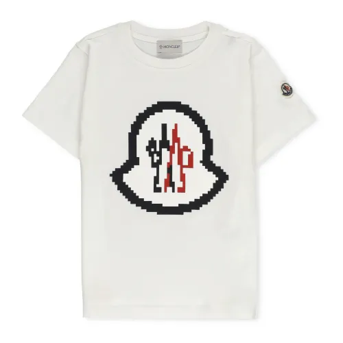 Moncler , Cotton T-shirt with Logo Patch ,White male, Sizes:
