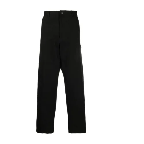 Moncler , Cotton Tapered Trousers with Embroidered Logo ,Black male, Sizes: