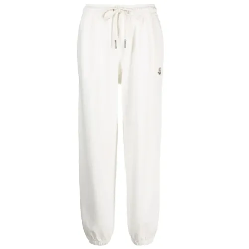 Moncler , Cotton Track Pants with Drawstring Waist ,White female, Sizes: