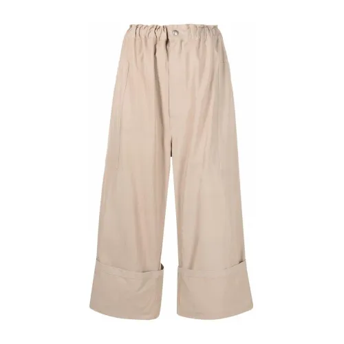 Moncler , Cropped Trousers ,Beige female, Sizes: