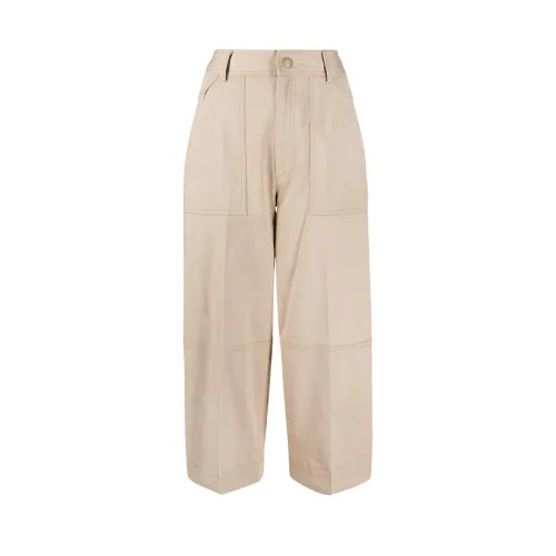 Moncler , Cropped Trousers ,Beige male, Sizes: