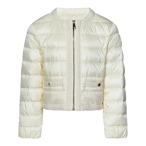 Moncler , Embroidered White Nylon Jacket for Girls ,White female, Sizes: