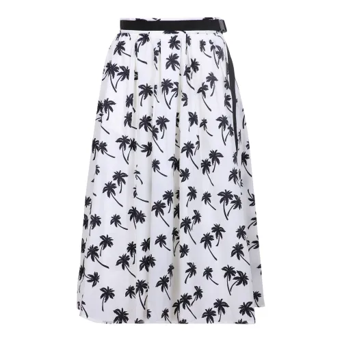 Moncler , Floral Print Pleated Midi Skirt ,Beige female, Sizes:
