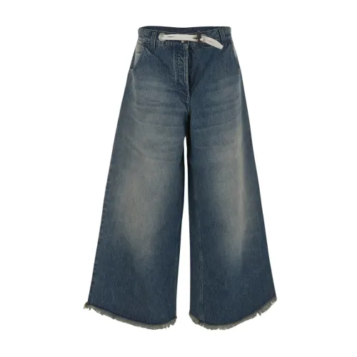 Moncler , Fringed Denim Jeans ,Blue female, Sizes: