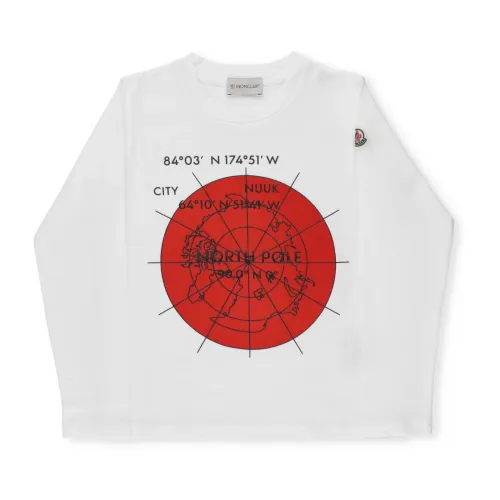 Moncler , Geographic Print Long Sleeve Tee ,White male, Sizes: