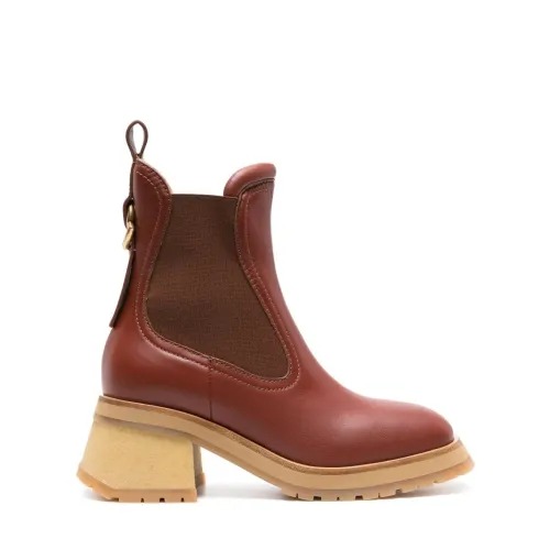 Moncler , Gigi Chelsea Ankle Boots in Brown ,Brown female, Sizes: