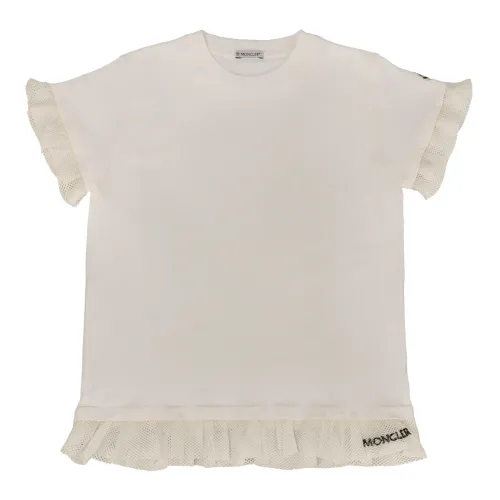 Moncler , Girl T-Shirt with Detail - Regular Fit ,White female, Sizes: