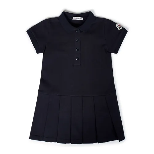 Moncler , Girl's Clothing Dress Blue Ss24 ,Black female, Sizes: