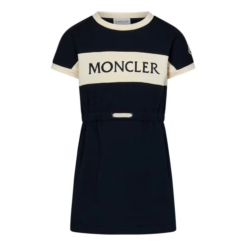 Moncler , Girl's Clothing Dress Blue Ss24 ,Blue female, Sizes: